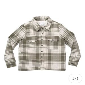 Lucky Brand Green and Cream Plaid Utility Jacket